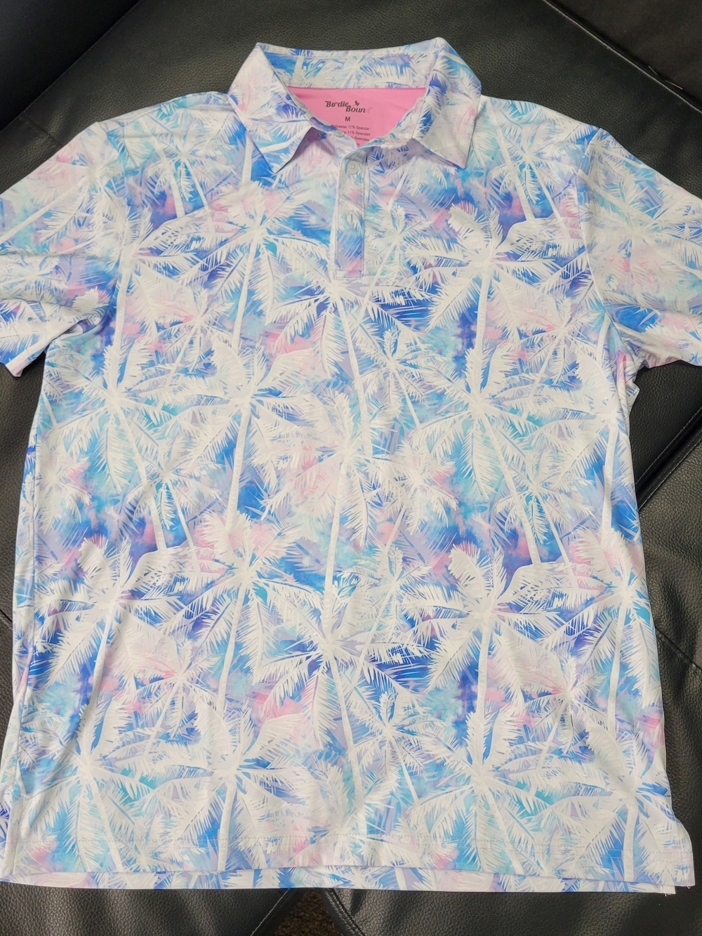 Men’s Birdie Bound Palm Print Polo Shirt Sz M New No Tags